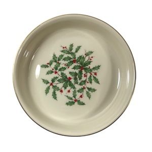 LENOX Special Holly & Berry Small Fruit Dessert Sauce Bowl Ivory with Gold Rim